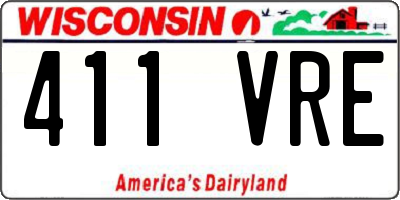 WI license plate 411VRE