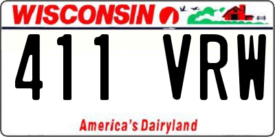WI license plate 411VRW