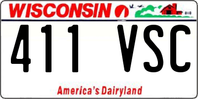 WI license plate 411VSC