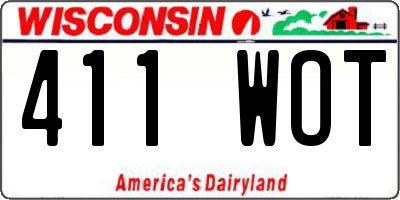 WI license plate 411WOT