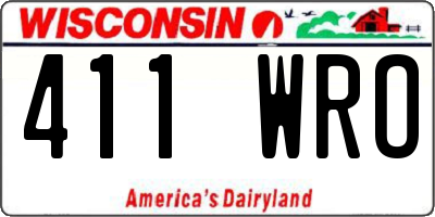 WI license plate 411WRO
