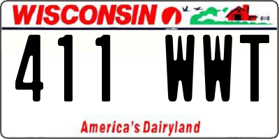 WI license plate 411WWT