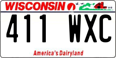 WI license plate 411WXC
