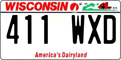 WI license plate 411WXD
