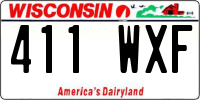 WI license plate 411WXF