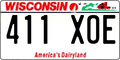 WI license plate 411XOE