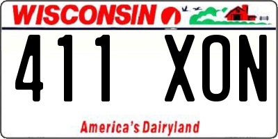 WI license plate 411XON