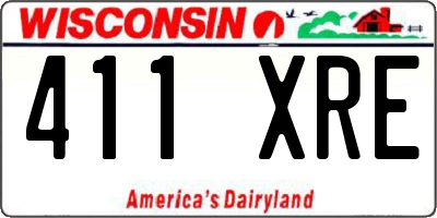 WI license plate 411XRE
