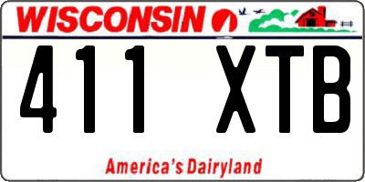 WI license plate 411XTB