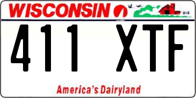 WI license plate 411XTF
