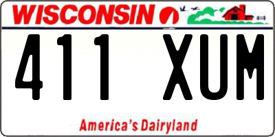 WI license plate 411XUM
