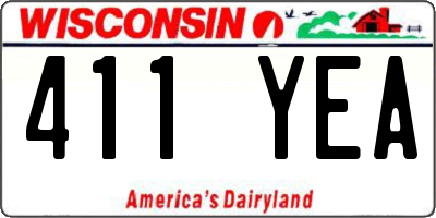 WI license plate 411YEA