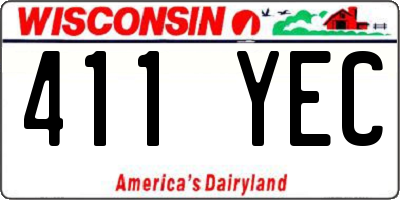 WI license plate 411YEC