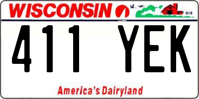 WI license plate 411YEK