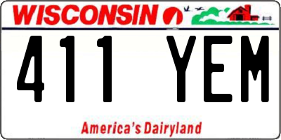 WI license plate 411YEM