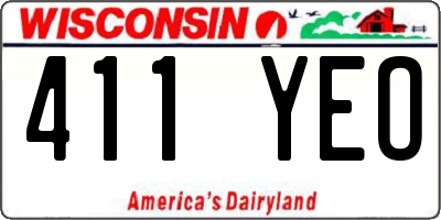 WI license plate 411YEO