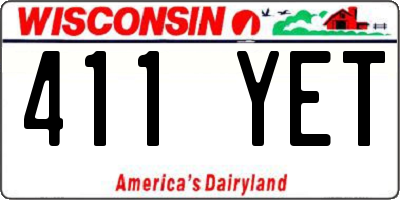 WI license plate 411YET