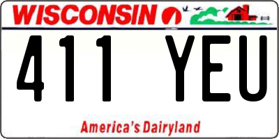 WI license plate 411YEU
