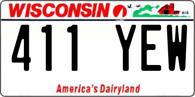 WI license plate 411YEW