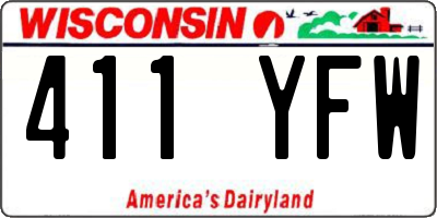 WI license plate 411YFW