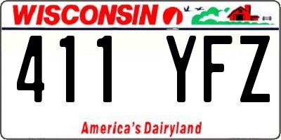 WI license plate 411YFZ