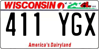 WI license plate 411YGX