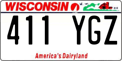 WI license plate 411YGZ