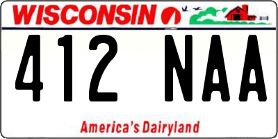 WI license plate 412NAA