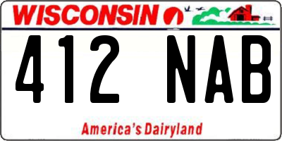 WI license plate 412NAB