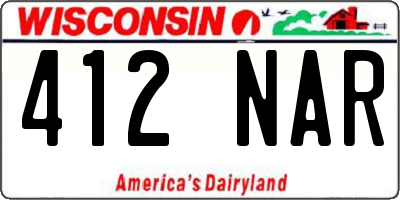 WI license plate 412NAR