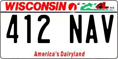 WI license plate 412NAV
