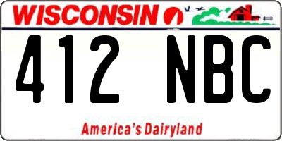 WI license plate 412NBC