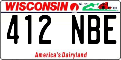 WI license plate 412NBE