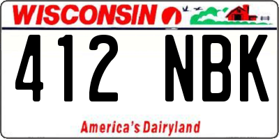 WI license plate 412NBK