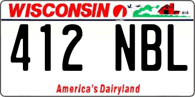 WI license plate 412NBL
