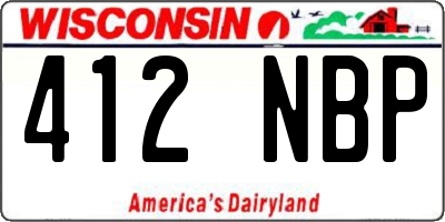 WI license plate 412NBP