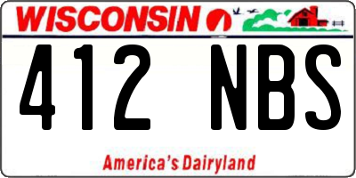 WI license plate 412NBS