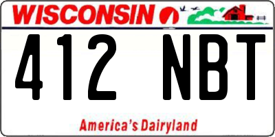 WI license plate 412NBT