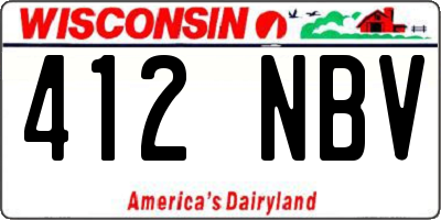 WI license plate 412NBV