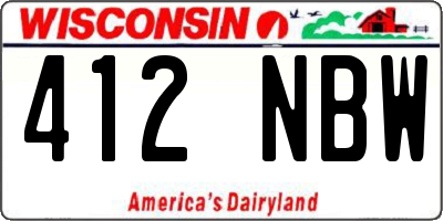 WI license plate 412NBW