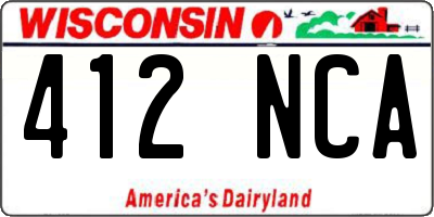 WI license plate 412NCA