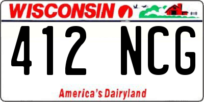 WI license plate 412NCG