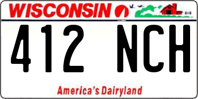 WI license plate 412NCH