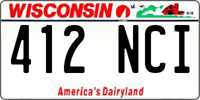 WI license plate 412NCI