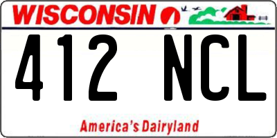 WI license plate 412NCL