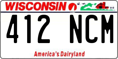 WI license plate 412NCM