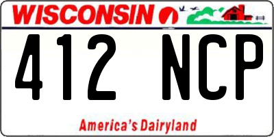 WI license plate 412NCP