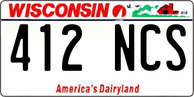 WI license plate 412NCS