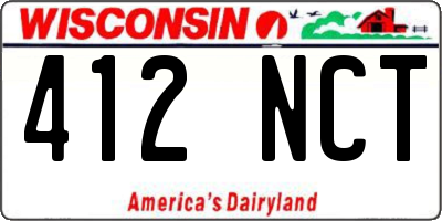 WI license plate 412NCT