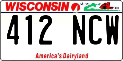 WI license plate 412NCW
